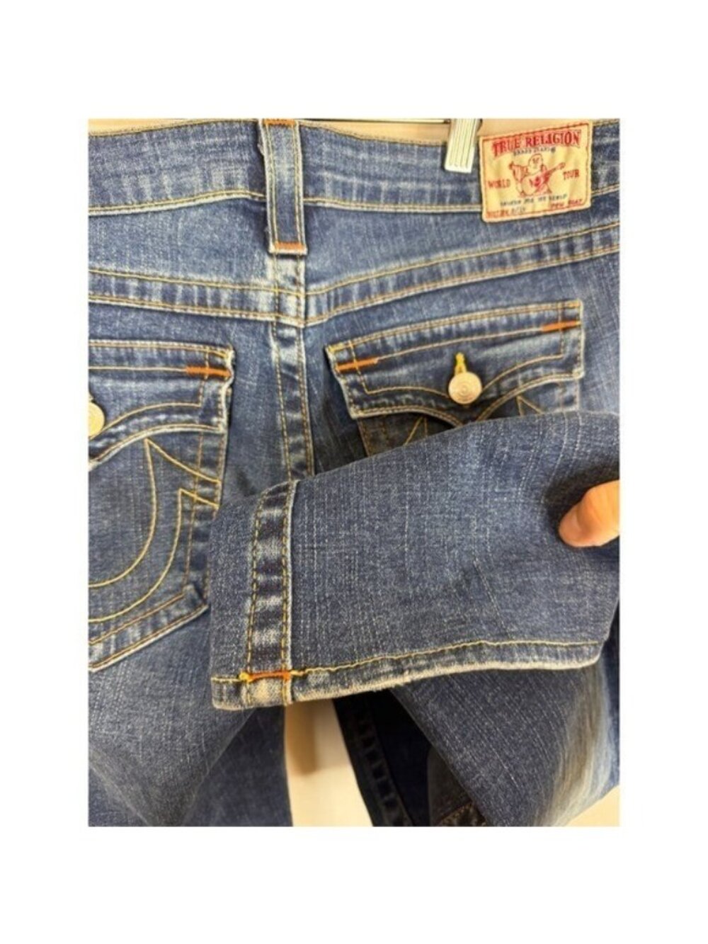True Religion Straight Leg Jeans Blue Wash Low Rise Women 32X32  USA 10572 - Picture 5 of 12